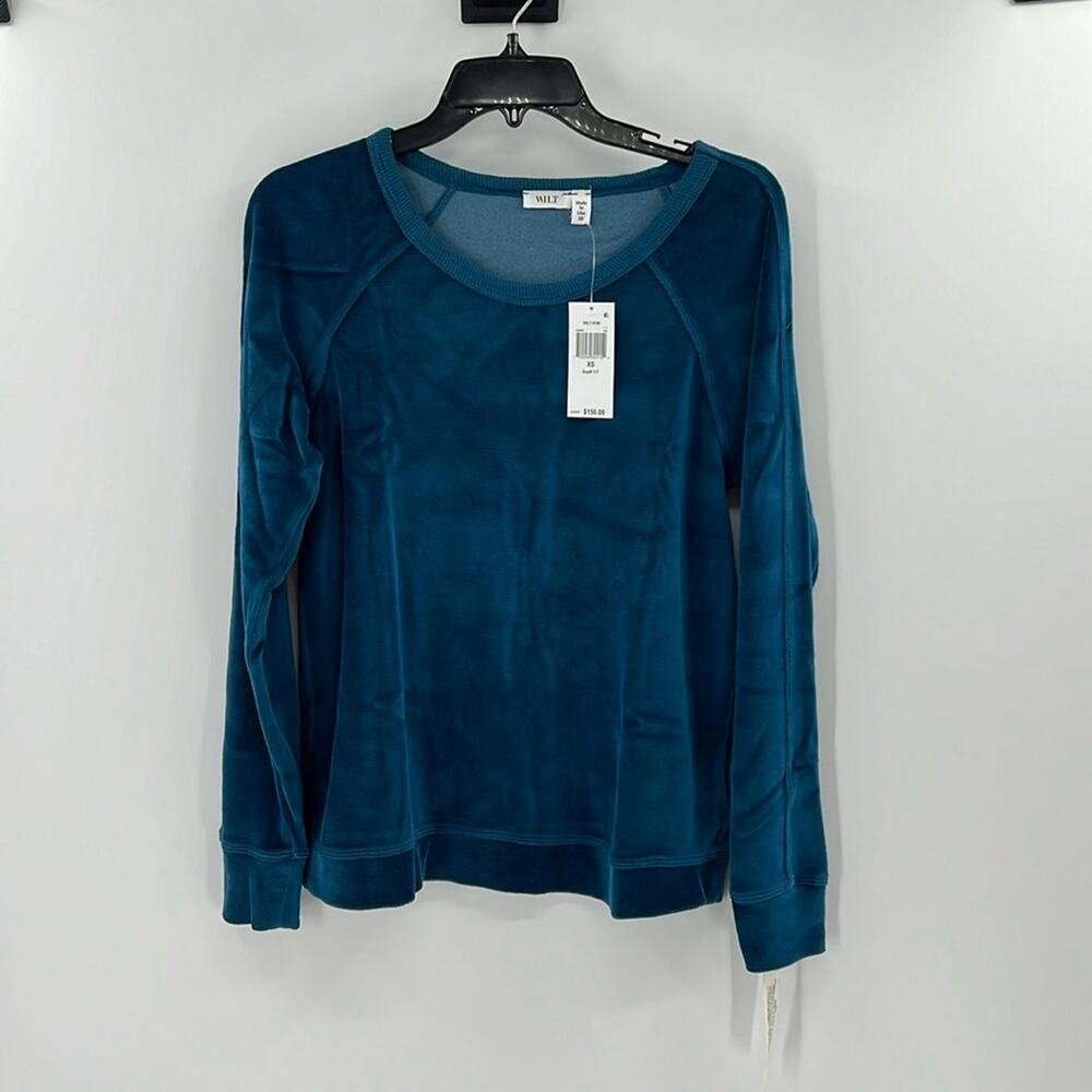 WILT Crew Long Sleeve Raglan Tunic Sweatshirt - Teal - XS - New with tags